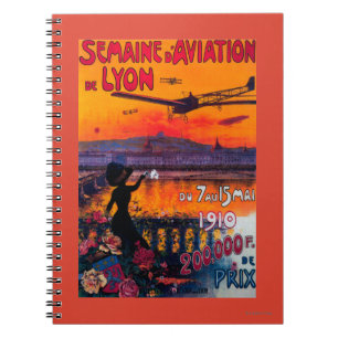 Carnet Semaine d'Aviation De Lyon Poster vintage