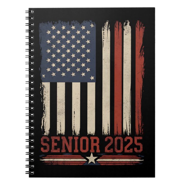 Carnet Senior 2025 Drapeau Américain USA Remise des Diplô (Devant)