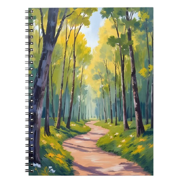 Carnet Sentier de printemps | Nature aquarelle forêt vert (Devant)