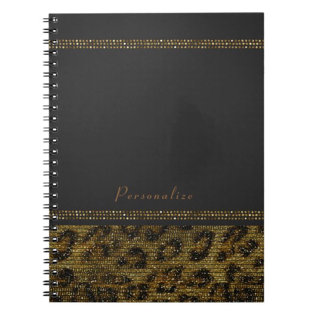 Carnet Séquins étincelants léopard glam chic moderne Chee (Devant)