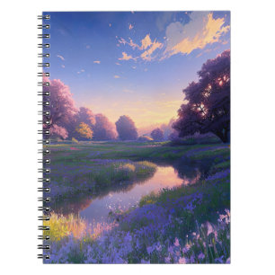 Carnet Sérénité dans la prairie marécageuse du coucher du