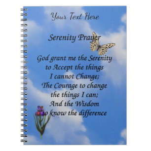 Carnet Serenity Prayer Butterfly Flower Inspiration