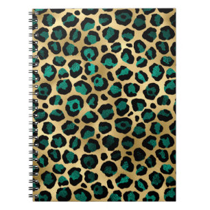 Carnet Série Teal et Or Léopard Design 14
