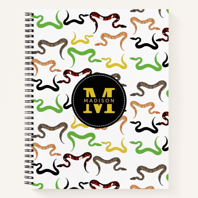 Carnet Serpents colorés Python Reptile Motif Monogramme (Devant)