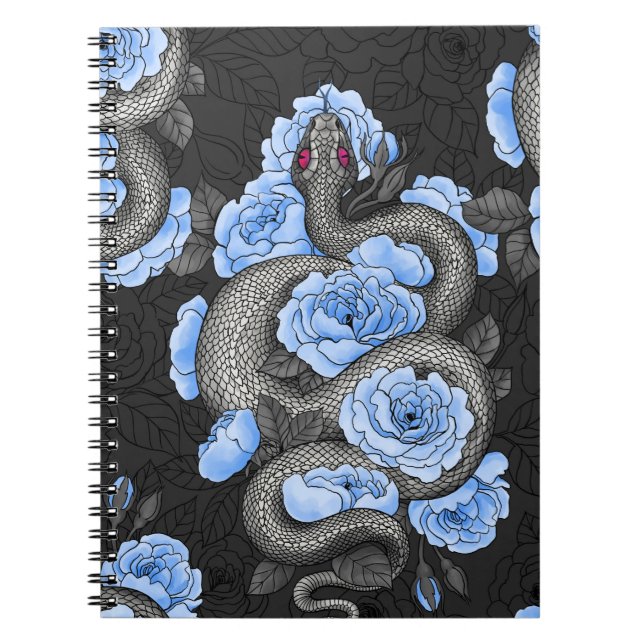 Carnet Serpents et roses bleus (Devant)