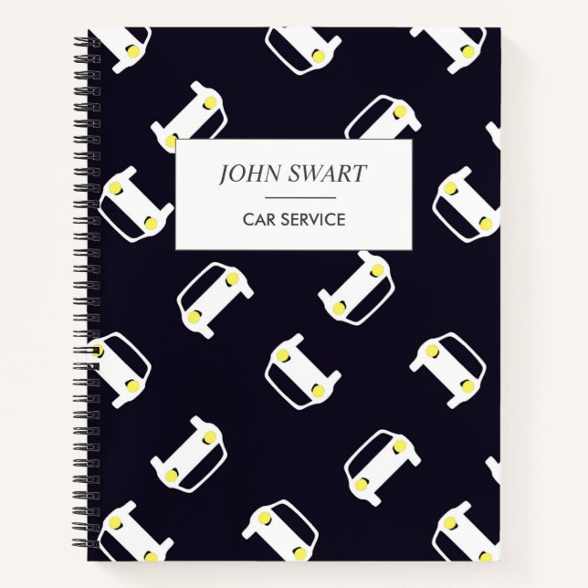 Carnet Service de voiture blanc silhouette motif bleu (Devant)