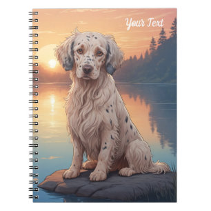 Carnet Setter anglais au bord d'un lac