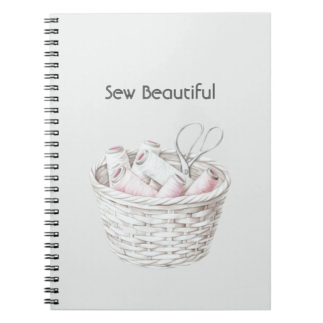 Carnet Sew Beautiful Blush Pink White Thread Basket (Devant)
