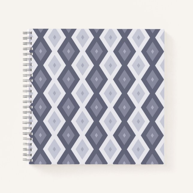 Carnet Shades of blue grey diamond pattern (Devant)