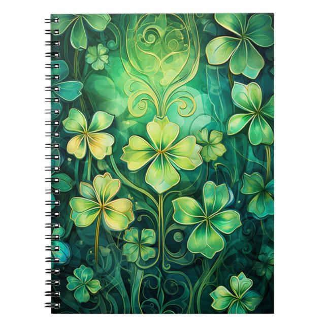 CARNET SHAMROCKS DE CLOVER CELTIQUE IRLANDAIS VERT (Devant)