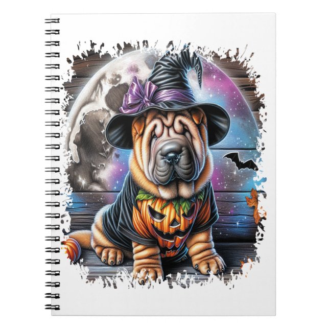 Carnet Shar Pei Chien Carré d'Halloween (Devant)