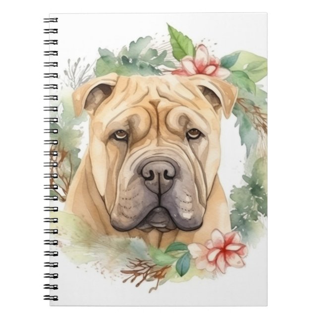 Carnet Shar Pei Christmas Wreath Festive Pup (Devant)