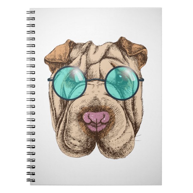 Carnet Sharpei dans les lunettes de soleil (Devant)