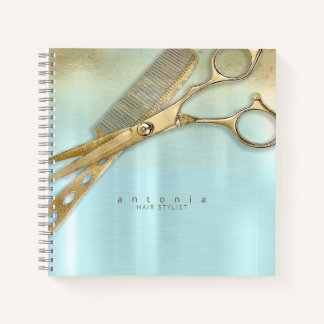 Carnet Sheen and Shears Hair Stylist Gold/Turquoise ID814