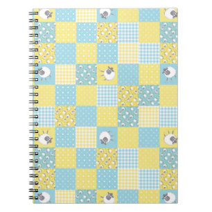 Carnet Sheep Country-Style Faux Patchwork Spiral Notebook