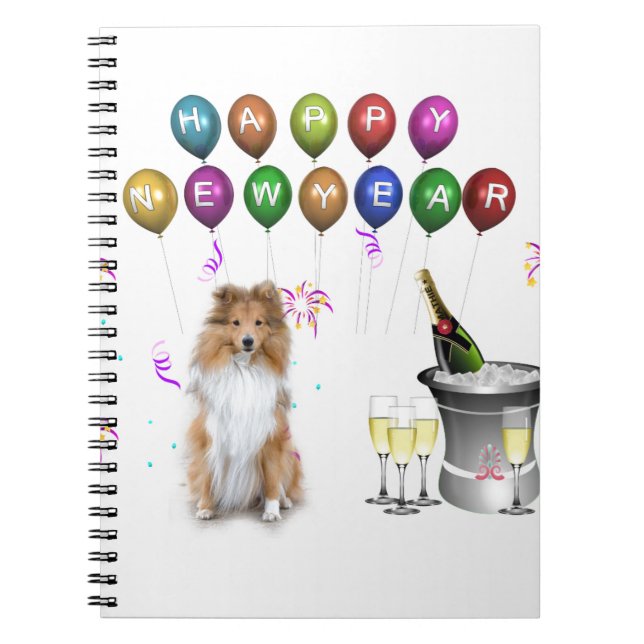 Carnet Sheltie Dog Bonne année (Devant)
