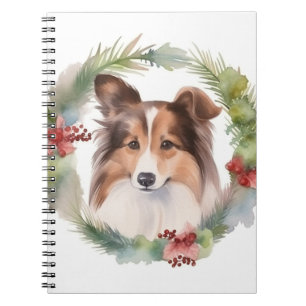 Carnet Shetland Sheepdog Christmas Wreath Festive Pup