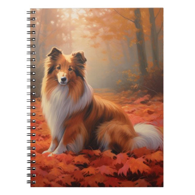 Carnet Shetland Sheepdog en automne Feuilles automne Insp (Devant)