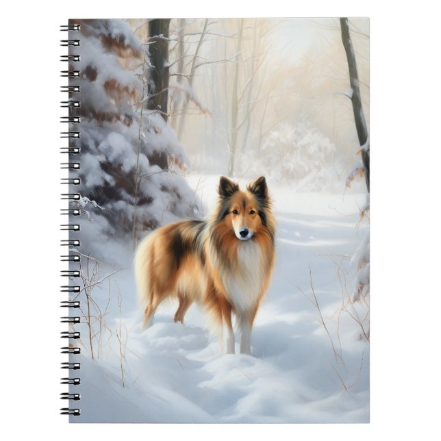 Carnet Shetland Sheepdog Laisser neiger Noël (Devant)