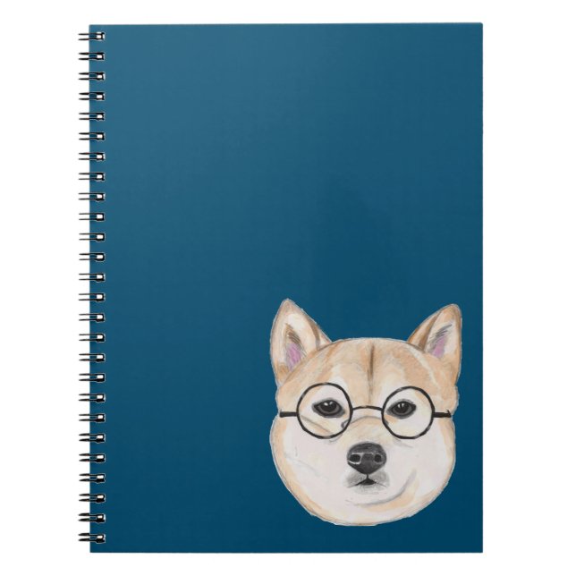 Carnet Shiba Inu avec les verres encadrés par rond (Devant)
