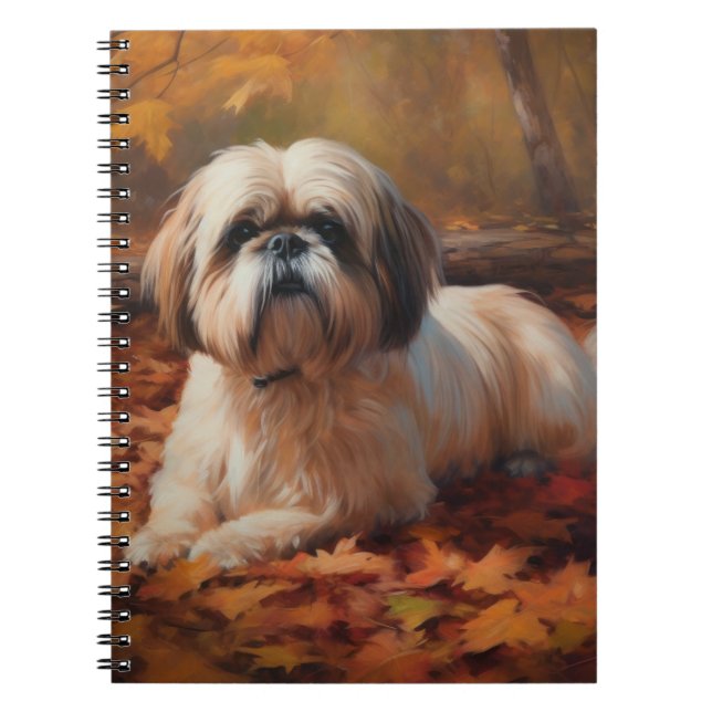 Carnet Shih Tzu à l'automne Feuilles automne Inspire (Devant)
