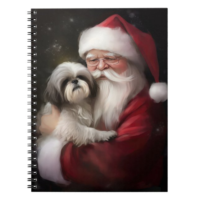 Carnet Shih Tzu Avec Noël Festif Du Père Noël (Devant)
