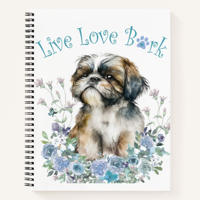 Carnet Shih Tzu Chien Maman Florale (Devant)