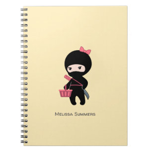Carnet Shopping Ninja Girl Nom personnalisé sur Jaune