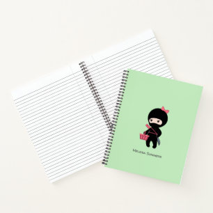 Carnet Shopping Ninja Girl Nom personnalisé sur vert