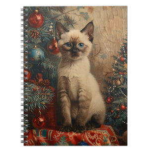 Carnet Siamese Kitten Noël Chat Vintage