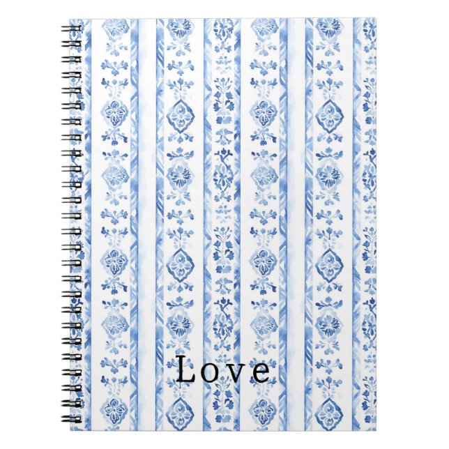 Carnet Sicily Italian Rustic Blue Stripes (Devant)
