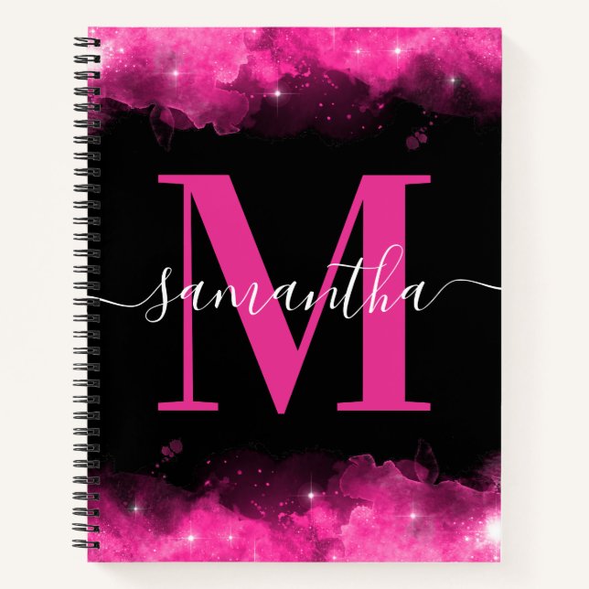 Carnet Signature céleste rose Monogramme (Devant)