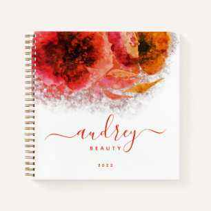 Carnet Signature Florale dorée brillante Monogramme