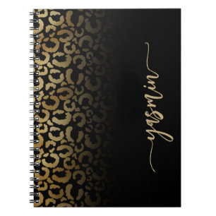Carnet Signature personnalisée Black Gold Leopard Spots