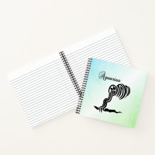 Carnet Signe du zodiaque Verseau et symbole bleu vert