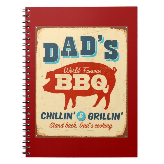 Carnet Signe vintage en métal - le BBQ du papa (Devant)