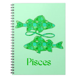 Carnet Signe Zodiac pour Poissons en Vert de mer
