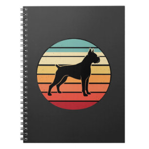 Carnet Silhouette de chien Boxer Rétro Vintage au coucher