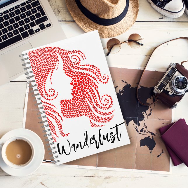 Carnet Silhouette de la fille Wanderlust dans les Coeurs  (Créateur téléchargé)