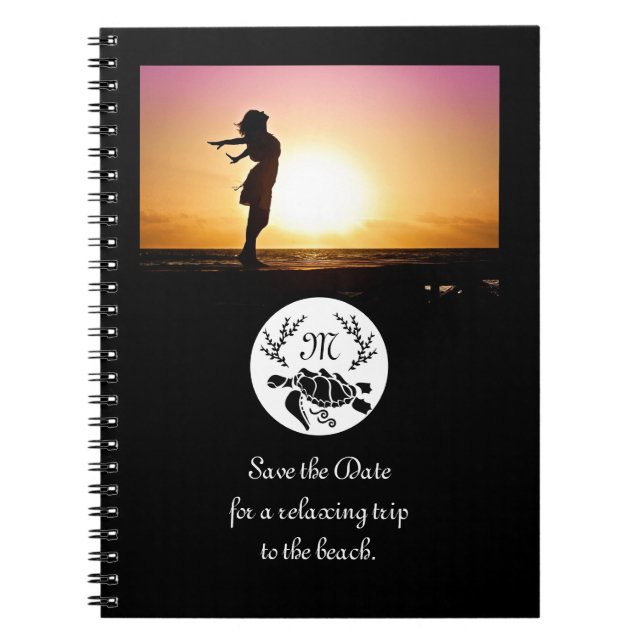 Carnet Silhouette de la tortue de la mer Noire Monogramme (Devant)