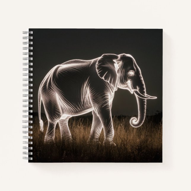 Carnet Silhouette d'éléphant lumineux (Devant)