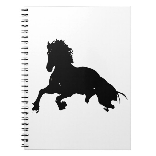 Carnet Silhouette du cheval blanc noir (Devant)
