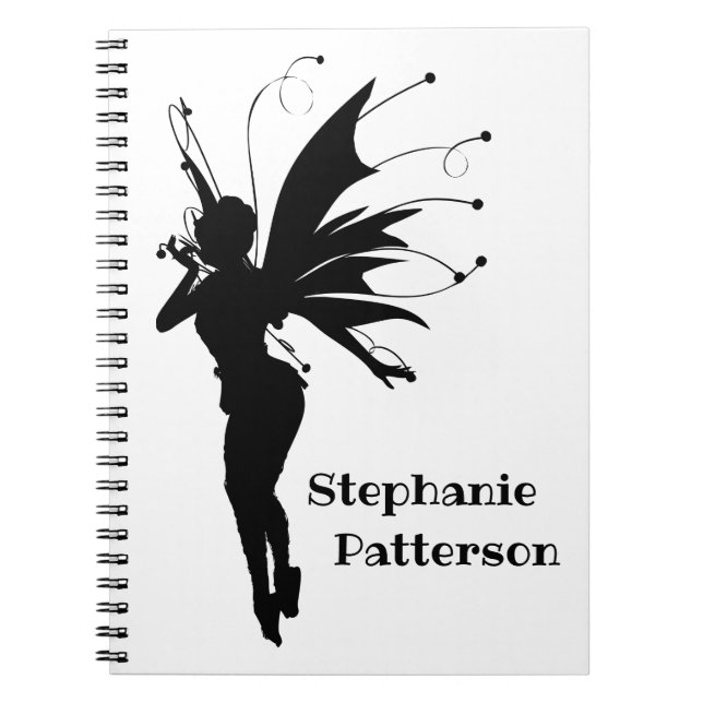 Carnet Silhouette Fée Imaginaire Noir Personnalisé (Devant)