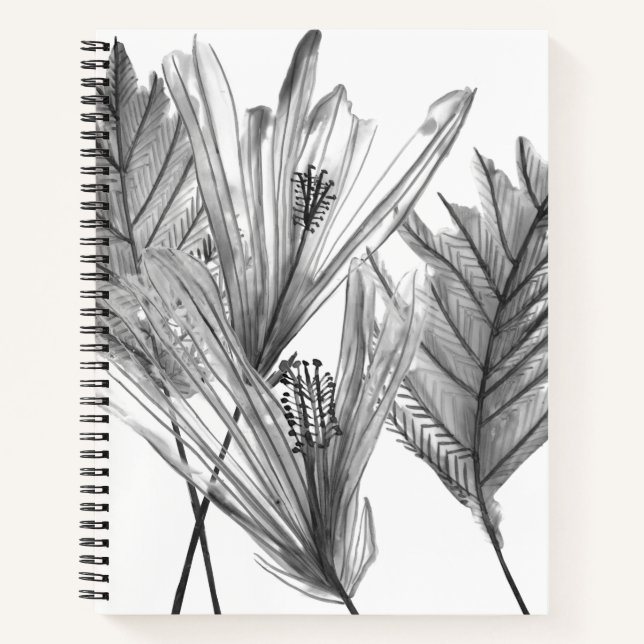 Carnet Silhouette florale - Gris (Devant)