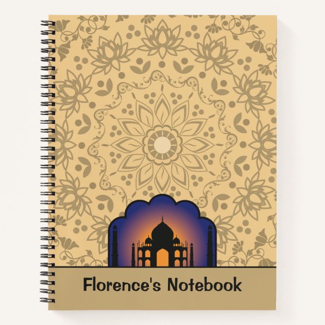 Carnet Silhouette Taj Mahal Personalized Name (Devant)