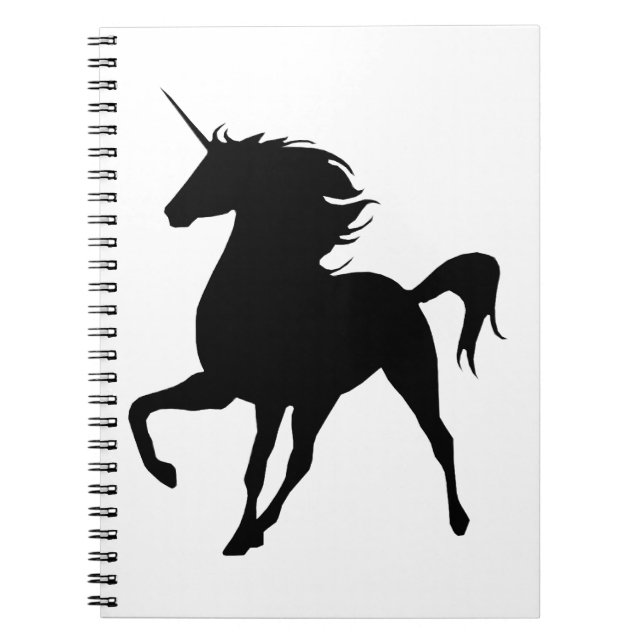 Carnet Silhouette Unicorne Noire (Devant)