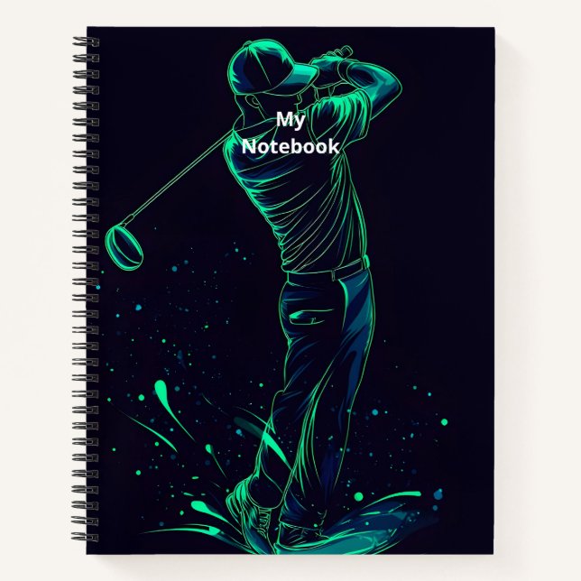 Carnet Silhouette verte minimaliste Golfer (Devant)
