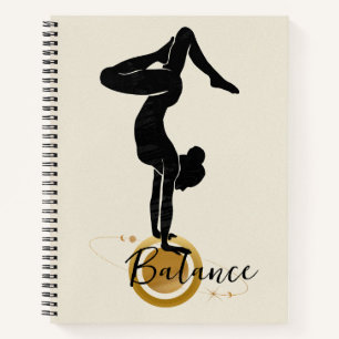 Carnet Silhouette yoga à l'envers balance de la main zen