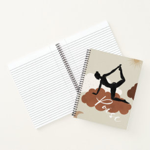 Carnet Silhouette Yoga stretching pose nuages soleil lune