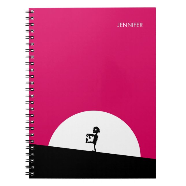 Carnet Silhouette Zombie avec Pleine lune personnalisée (Devant)